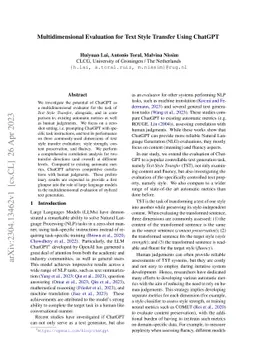 Multidimensional Evaluation for Text Style Transfer Using ChatGPT