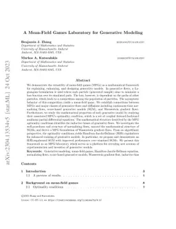 A mean-field games laboratory for generative modeling