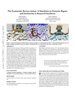 The Systematic Review-lution: A Manifesto to Promote Rigour and
  Inclusivity in Research Synthesis