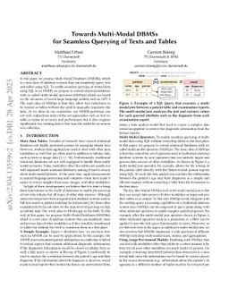 Towards Multi-Modal DBMSs for Seamless Querying of Texts and Tables