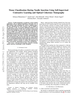 Tissue Classification During Needle Insertion Using Self-Supervised
  Contrastive Learning and Optical Coherence Tomography
