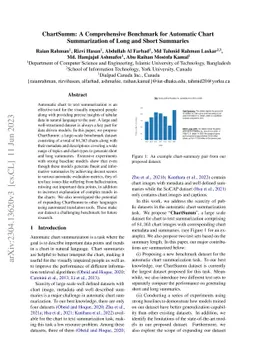 ChartSumm: A Comprehensive Benchmark for Automatic Chart Summarization
  of Long and Short Summaries