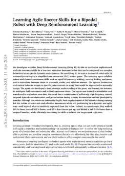 Learning Agile Soccer Skills for a Bipedal Robot with Deep Reinforcement
  Learning