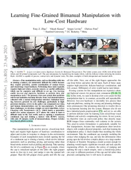 Learning Fine-Grained Bimanual Manipulation with Low-Cost Hardware