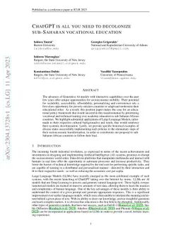 ChatGPT is all you need to decolonize sub-Saharan Vocational Education