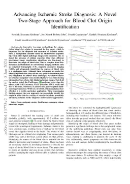 Advancing Ischemic Stroke Diagnosis: A Novel Two-Stage Approach for
  Blood Clot Origin Identification
