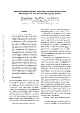 Translate to Disambiguate: Zero-shot Multilingual Word Sense
  Disambiguation with Pretrained Language Models