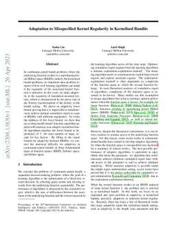 Adaptation to Misspecified Kernel Regularity in Kernelised Bandits