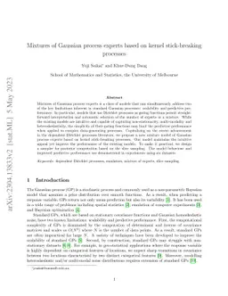 Mixtures of Gaussian process experts based on kernel stick-breaking
  processes
