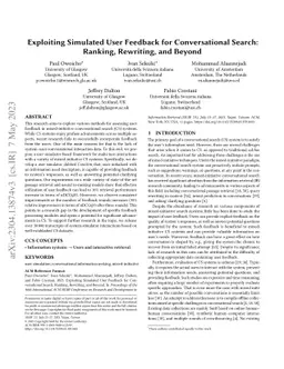 Exploiting Simulated User Feedback for Conversational Search: Ranking,
  Rewriting, and Beyond