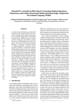 MasonNLP+ at SemEval-2023 Task 8: Extracting Medical Questions,
  Experiences and Claims from Social Media using Knowledge-Augmented
  Pre-trained Language Models
