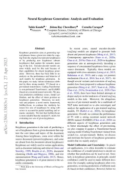 Neural Keyphrase Generation: Analysis and Evaluation