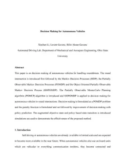 Decision Making for Autonomous Vehicles