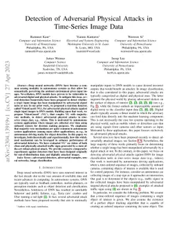 Detection of Adversarial Physical Attacks in Time-Series Image Data