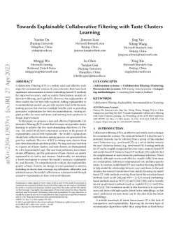 Towards Explainable Collaborative Filtering with Taste Clusters Learning