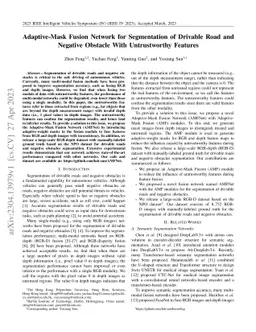 Adaptive-Mask Fusion Network for Segmentation of Drivable Road and
  Negative Obstacle With Untrustworthy Features