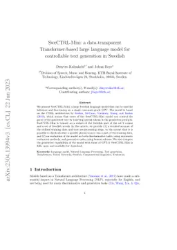 SweCTRL-Mini: a data-transparent Transformer-based large language model
  for controllable text generation in Swedish
