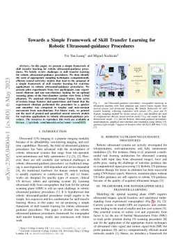 Towards a Simple Framework of Skill Transfer Learning for Robotic
  Ultrasound-guidance Procedures