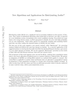 New Algorithms and Applications for Risk-Limiting Audits