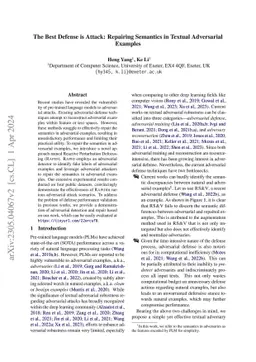 The Best Defense is Attack: Repairing Semantics in Textual Adversarial
  Examples