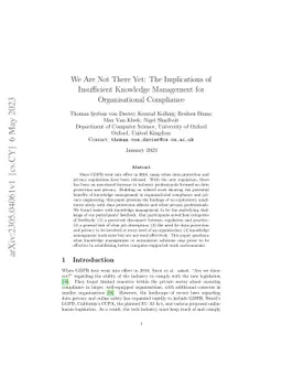 We Are Not There Yet: The Implications of Insufficient Knowledge
  Management for Organisational Compliance