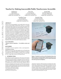 Toucha11y: Making Inaccessible Public Touchscreens Accessible