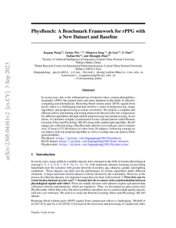 PhysBench: A Benchmark Framework for rPPG with a New Dataset and
  Baseline
