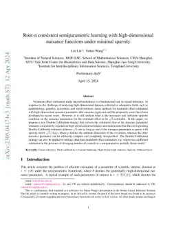 Root-n consistent semiparametric learning with high-dimensional nuisance
  functions under minimal sparsity