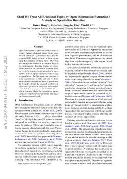 Shall We Trust All Relational Tuples by Open Information Extraction? A
  Study on Speculation Detection