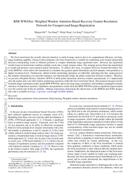RFR-WWANet: Weighted Window Attention-Based Recovery Feature Resolution
  Network for Unsupervised Image Registration