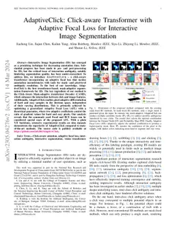AdaptiveClick: Clicks-aware Transformer with Adaptive Focal Loss for
  Interactive Image Segmentation