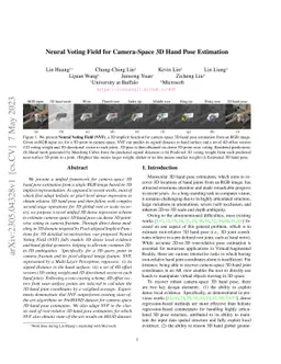 Neural Voting Field for Camera-Space 3D Hand Pose Estimation
