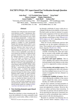 FACTIFY-5WQA: 5W Aspect-based Fact Verification through Question
  Answering