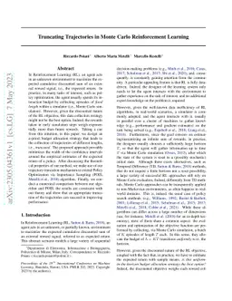 Truncating Trajectories in Monte Carlo Reinforcement Learning
