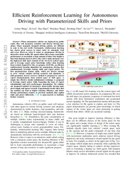 Efficient Reinforcement Learning for Autonomous Driving with
  Parameterized Skills and Priors
