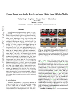 Prompt Tuning Inversion for Text-Driven Image Editing Using Diffusion
  Models