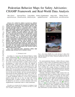 Pedestrian Behavior Maps for Safety Advisories: CHAMP Framework and
  Real-World Data Analysis