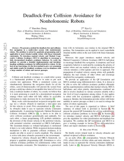 Deadlock-Free Collision Avoidance for Nonholonomic Robots