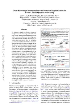 Event Knowledge Incorporation with Posterior Regularization for
  Event-Centric Question Answering
