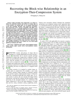 Recovering the Block-wise Relationship in an Encryption-Then-Compression
  System