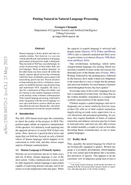 Putting Natural in Natural Language Processing