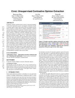 Cone: Unsupervised Contrastive Opinion Extraction