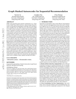 Graph Masked Autoencoder for Sequential Recommendation
