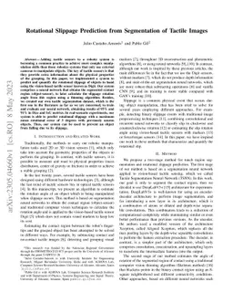 Rotational Slippage Prediction from Segmentation of Tactile Images