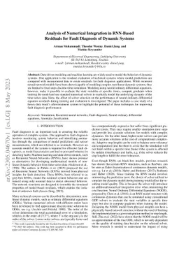 Analysis of Numerical Integration in RNN-Based Residuals for Fault
  Diagnosis of Dynamic Systems