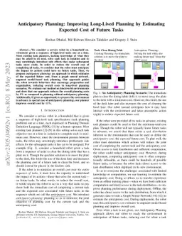 Anticipatory Planning: Improving Long-Lived Planning by Estimating
  Expected Cost of Future Tasks