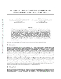 DEFENDER: DTW-Based Episode Filtering Using Demonstrations for Enhancing
  RL Safety