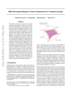 BiRT: Bio-inspired Replay in Vision Transformers for Continual Learning