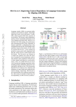 HistAlign: Improving Context Dependency in Language Generation by
  Aligning with History