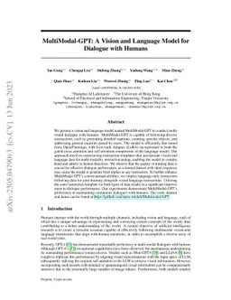MultiModal-GPT: A Vision and Language Model for Dialogue with Humans